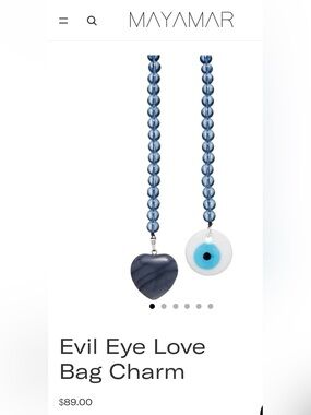 blue jade heart bead Mayamar evil eye bag charm